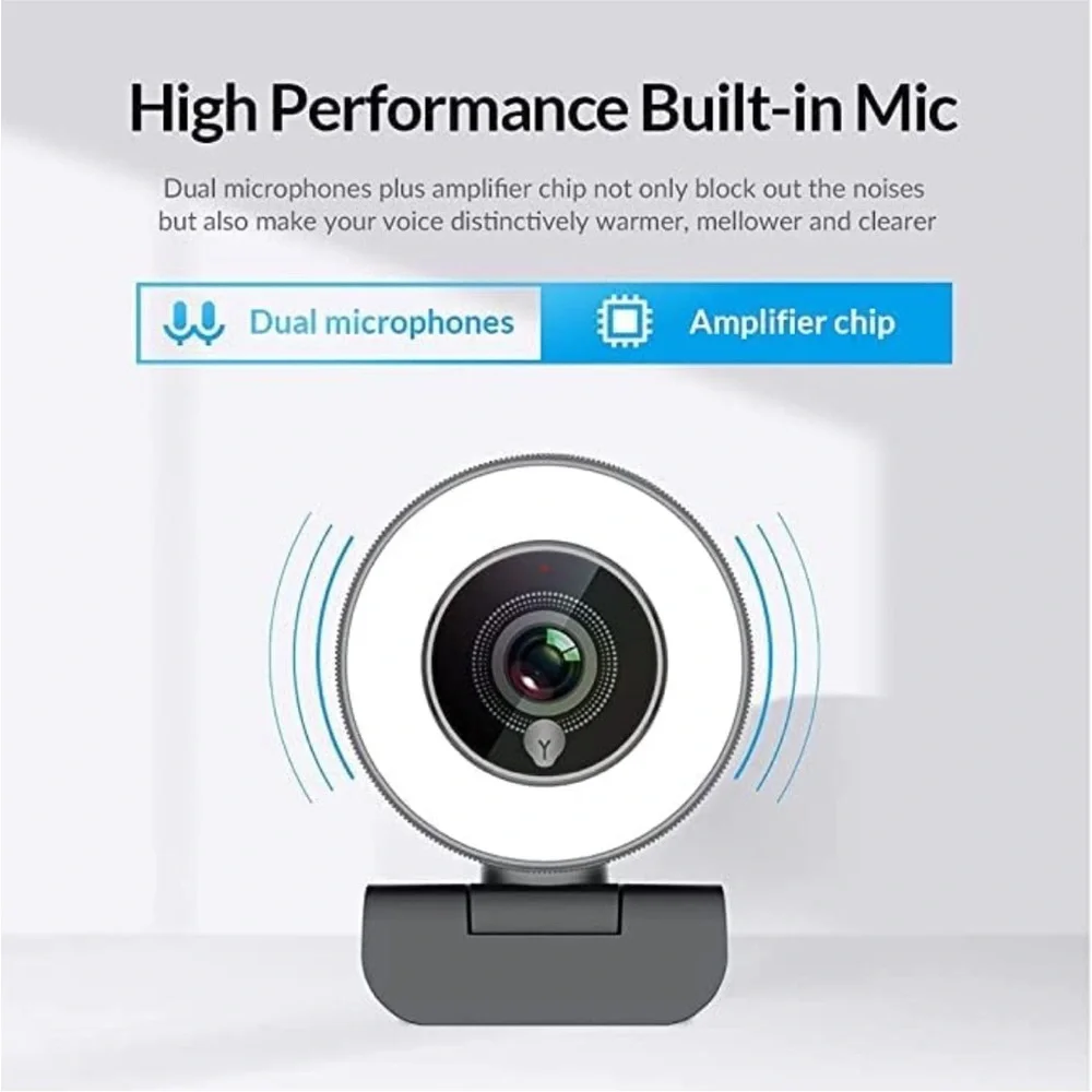 Angetube Streaming 1080P HD Webcam Built in Adjustable Ring Light‎ and Mic.